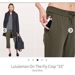 Lululemon On The Fly Crop *23"
Dark Olive sz 4